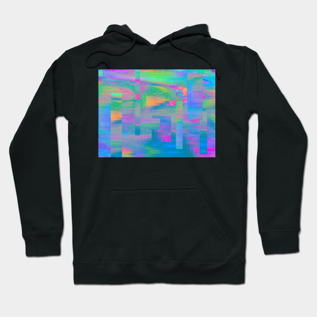 Vaporwave Cyberpunk Rainbow Pixel Glitch Art Pattern Hoodie by softbluehum